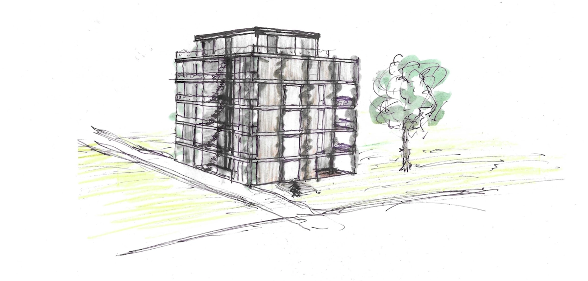 Architektur-Visualisierung des Zukunftshaus Karlsruhe